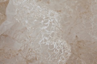 o.T., Shibori, ausgebrannt, 173 x 157 cm, 2014 