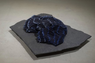 Micro II,	
Nylon fabric, blue porcelain, tied,
60 x 45 x 15 cm,
2022,
Photo: Andreas Dyrdal